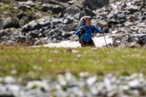 Simon Oberrauner (AUT4) hikes during the Red Bull X-Alps in Staffal, Italy on July 11, 2017