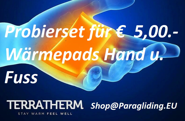 Wärmesohlen, für 5 Handwärmer € Paragliding Probierpreis – Wärmepad´s